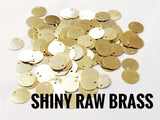 Brass Charm, 8mm brass sequin, stamping tag, 100 pcs | 圓銅片, 8mm, 邊孔, 100個