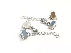 Clasp Set, ribbon clamp, 6/8/10mm, 2 Sets| 繩尾扣, 不鏽鋼, 6/8/10mm, 2套