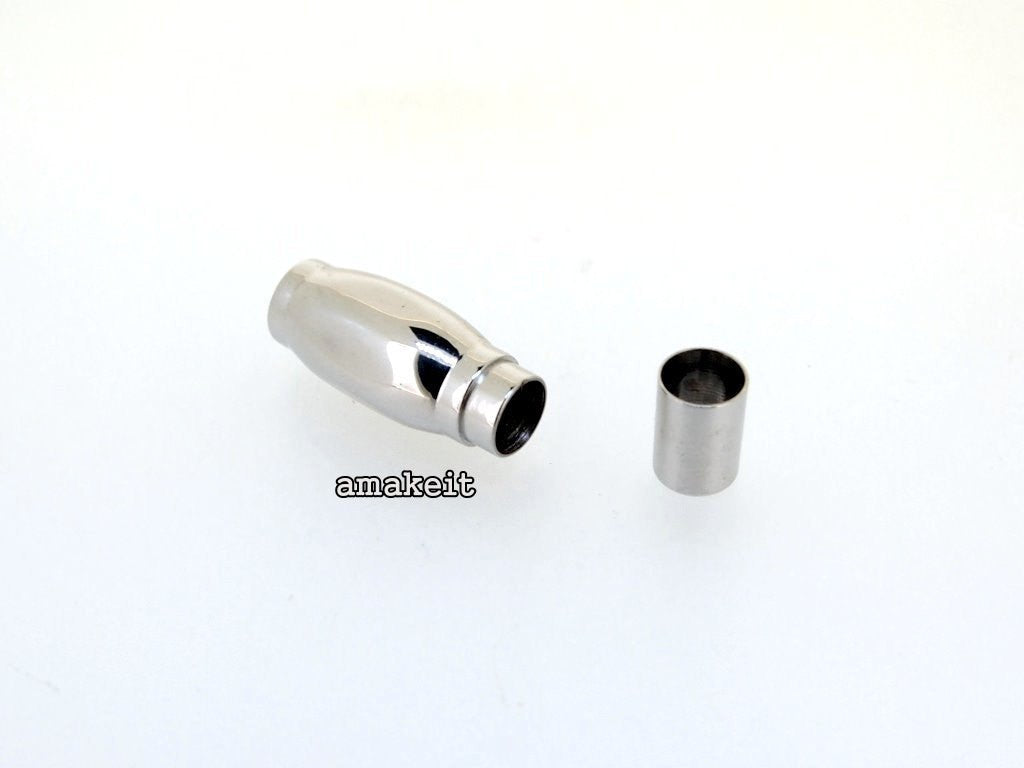 Stainless Steel Magnetic Clasp, 10x26mm Barrel, 6mm Hole, Price Per Piece - amakeit bead 天富