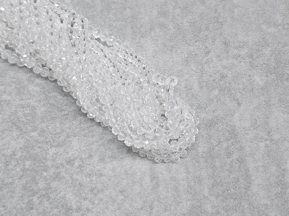 5x6mm faceted rondelle glass beads, Clear (#01) - amakeit bead 天富