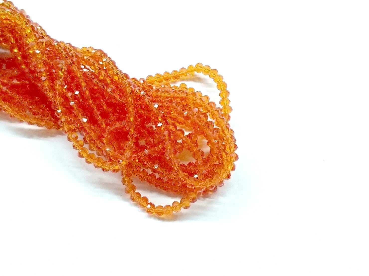 3x3.5mm faceted rondelle glass beads, Transparent Orange (#24) - amakeit bead 天富