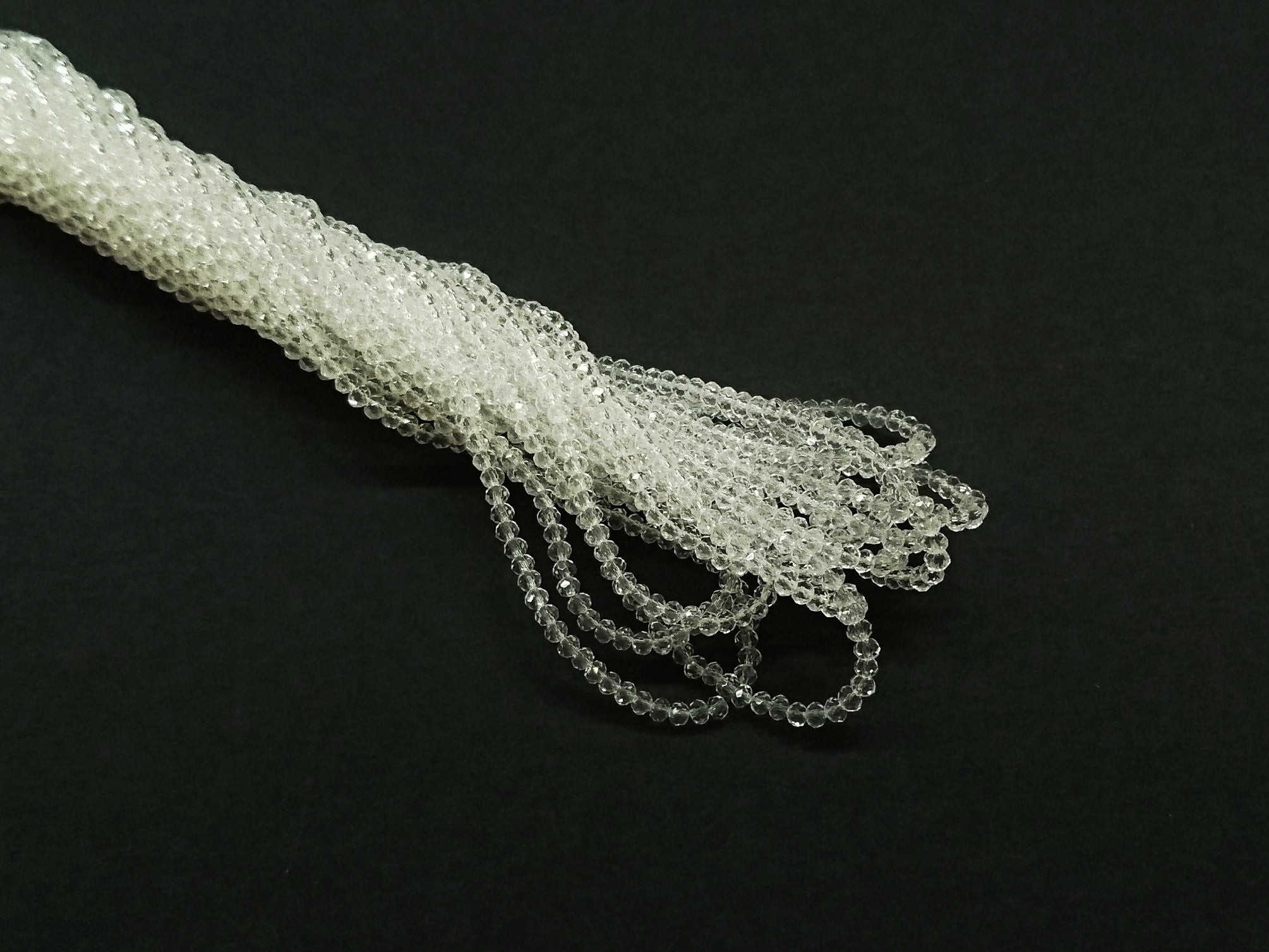 2x3mm faceted rondelle glass beads, Clear (#01) - amakeit bead 天富