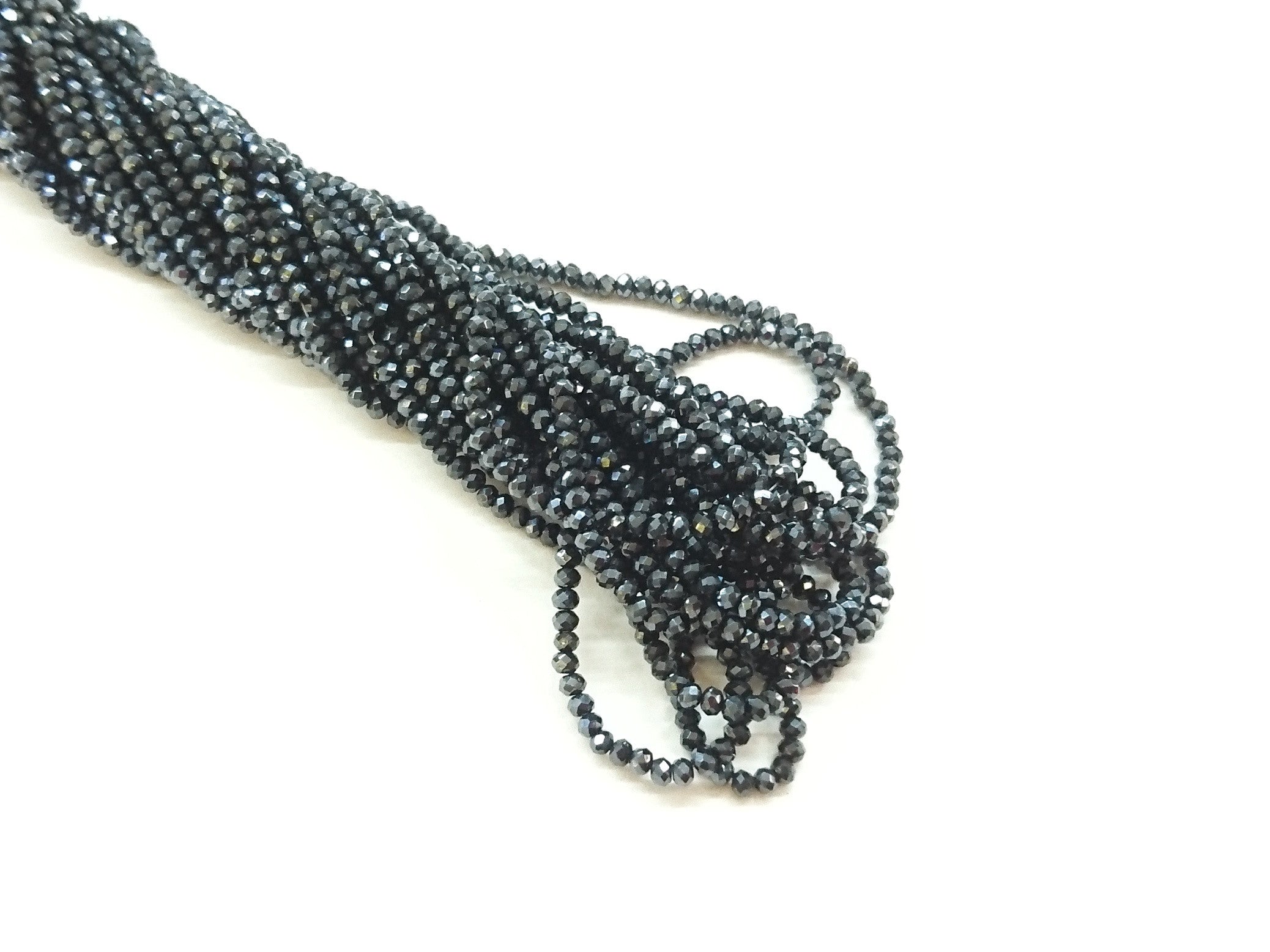 2x3mm faceted rondelle glass beads, Blue Hemitate (#32) - amakeit bead 天富