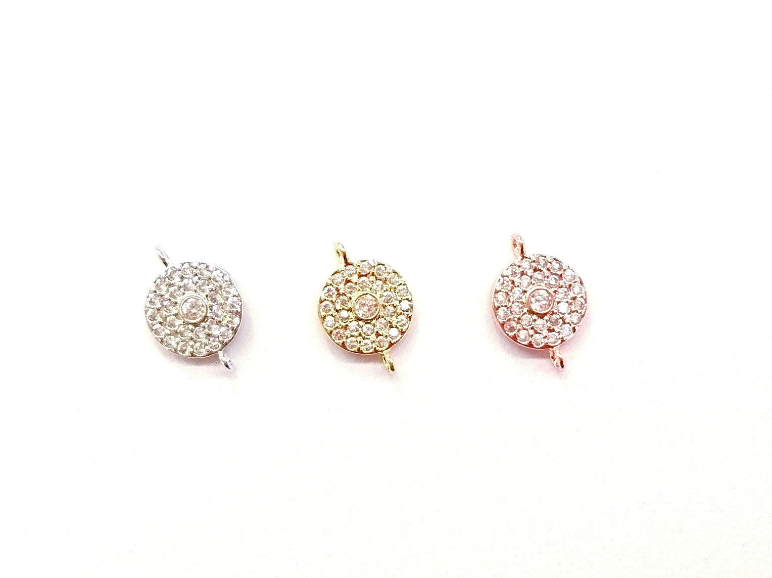 Cubic Zirconia Link, 10mm Round, Price Per Piece - amakeit bead 天富
