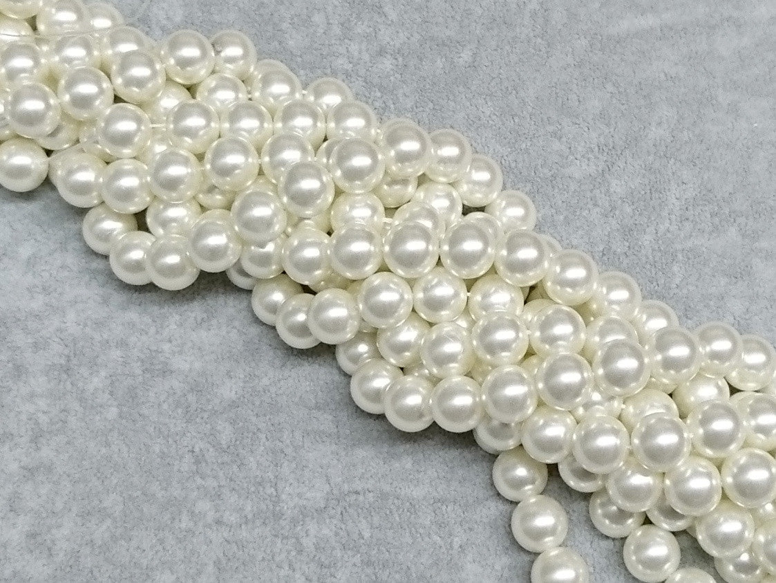 Glass pearl, Ivory color, from 3mm to 12mm - amakeit bead 天富