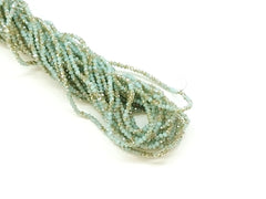 2x3mm faceted rondelle glass beads, Translucent light blue & Gold (#92) - amakeit bead 天富