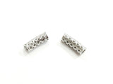 Bugle Findings, 7x20mm Silver color tube, Cubic Zirconia, Price Per Piece - amakeit bead 天富