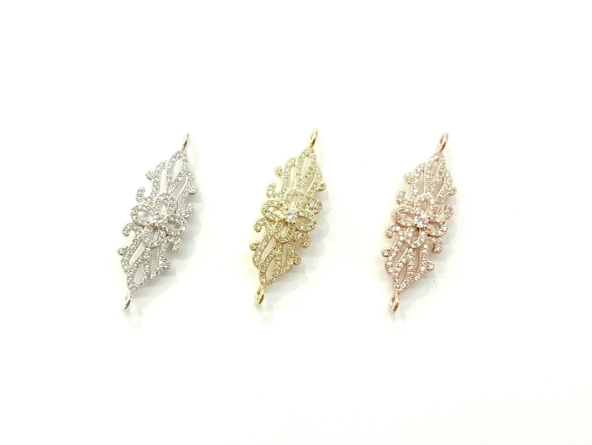 Cubic Zirconia Link, 14x43mm celtic pattern, Price Per Piece - amakeit bead 天富