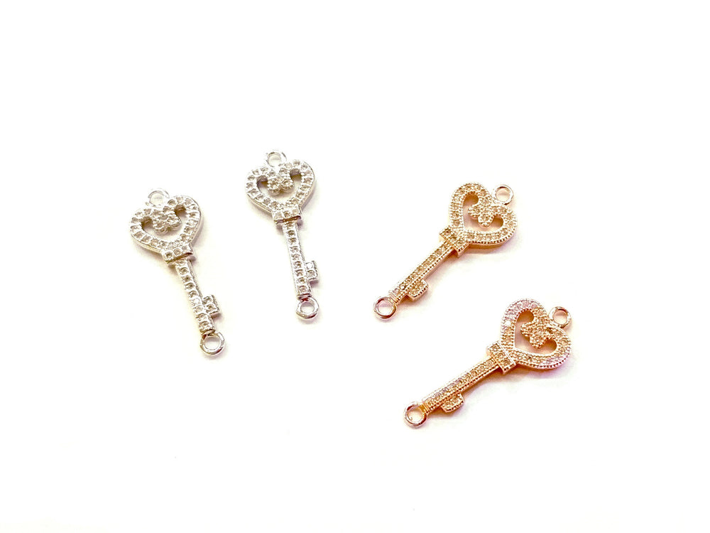 Cubic Zirconia Link, 11x28mm Key, Price Per Piece - amakeit bead 天富