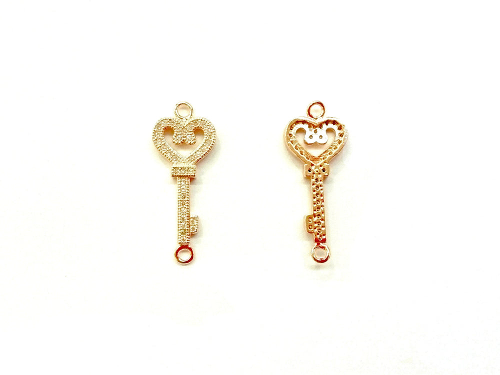 Cubic Zirconia Link, 11x28mm Key, Price Per Piece - amakeit bead 天富