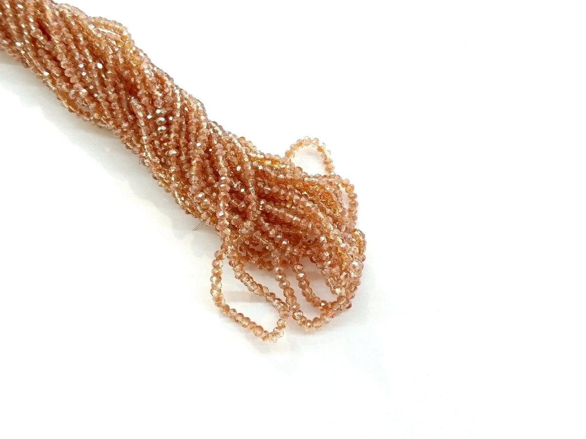 2x3mm faceted rondelle glass beads, Topaz AB (#77) - amakeit bead 天富