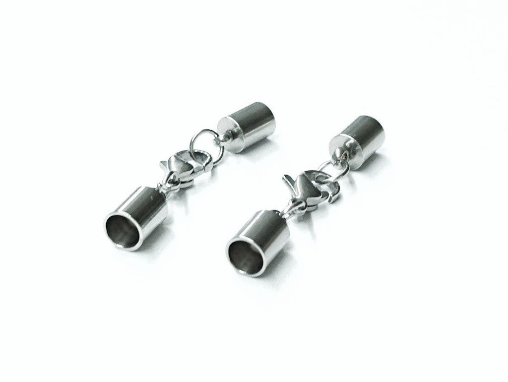 Cord End Stainless Steel Cap Clasp Set, 5.0mm cord, 2 Sets - amakeit bead 天富