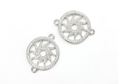 Cubic Zirconia Link, 18mm Round, Price Per Piece - amakeit bead 天富