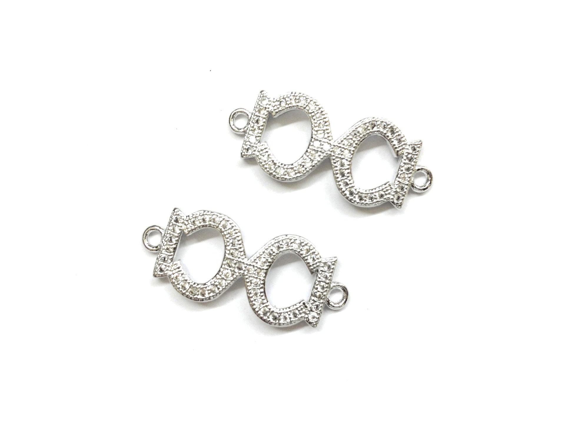 Cubic Zirconia Link, 10x24mm Symbol, Price Per Piece - amakeit bead 天富