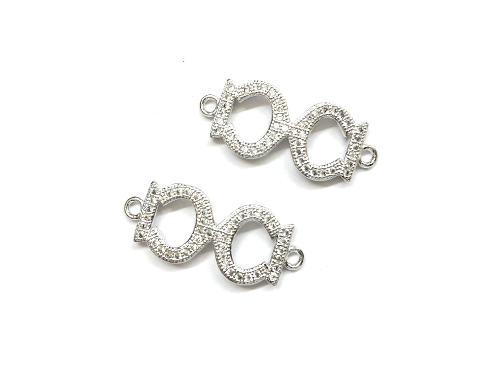 Cubic Zirconia Link, 10x24mm Symbol, Price Per Piece - amakeit bead 天富
