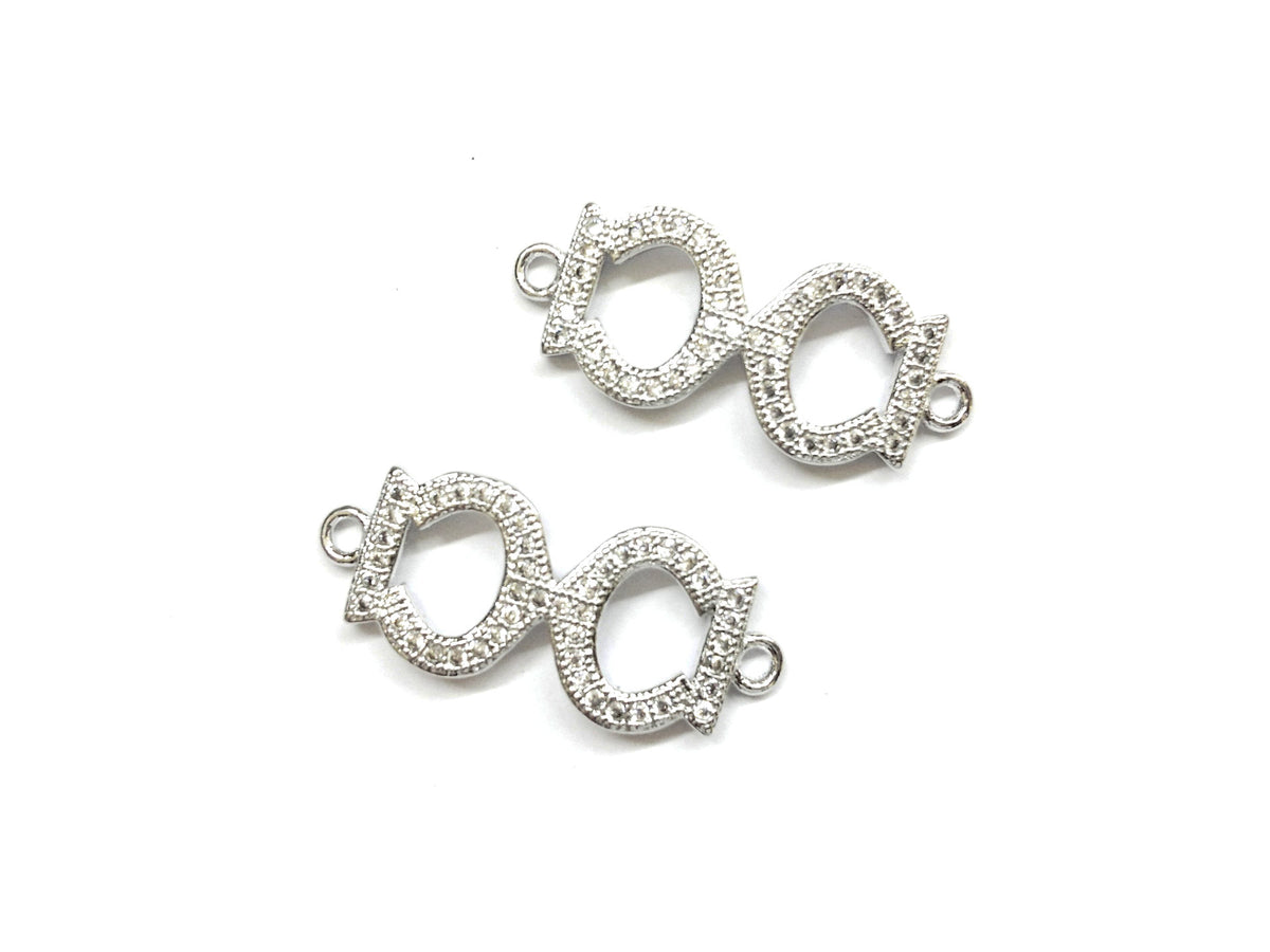 Cubic Zirconia Link, 10x24mm Symbol, Price Per Piece - amakeit bead 天富