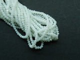 Glass beads 3x3.5mm faceted rondelle, Opaque Off White (#579) | 玻璃珠, 3x3.5mm, 切面扁珠, 果凍白 (#579)