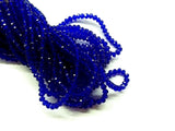 玻璃珠, 3x3.5mm, 切面扁珠, 透明深藍 (#10)