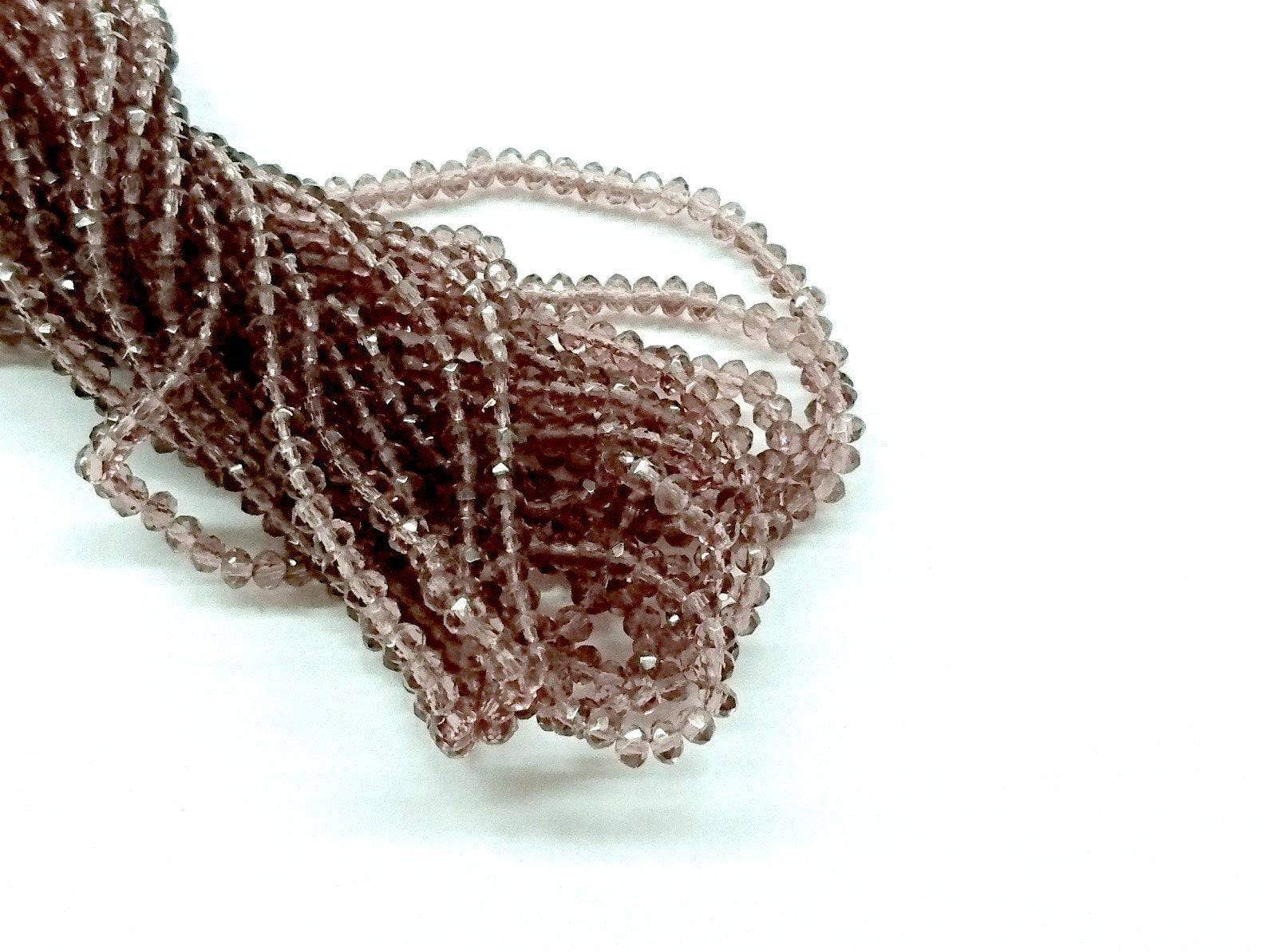 3x3.5mm faceted rondelle glass beads, Transparent Medium Lavender (#12A) - amakeit bead 天富