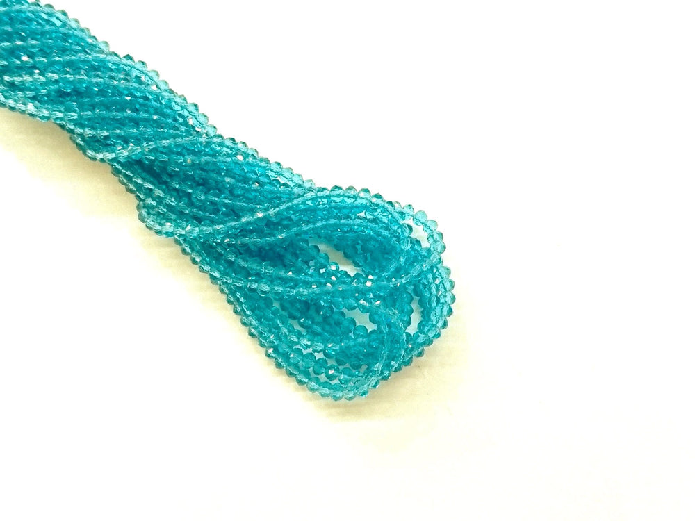3x3.5mm faceted rondelle glass beads, Transparent Light Aquamarine (#03) - amakeit bead 天富