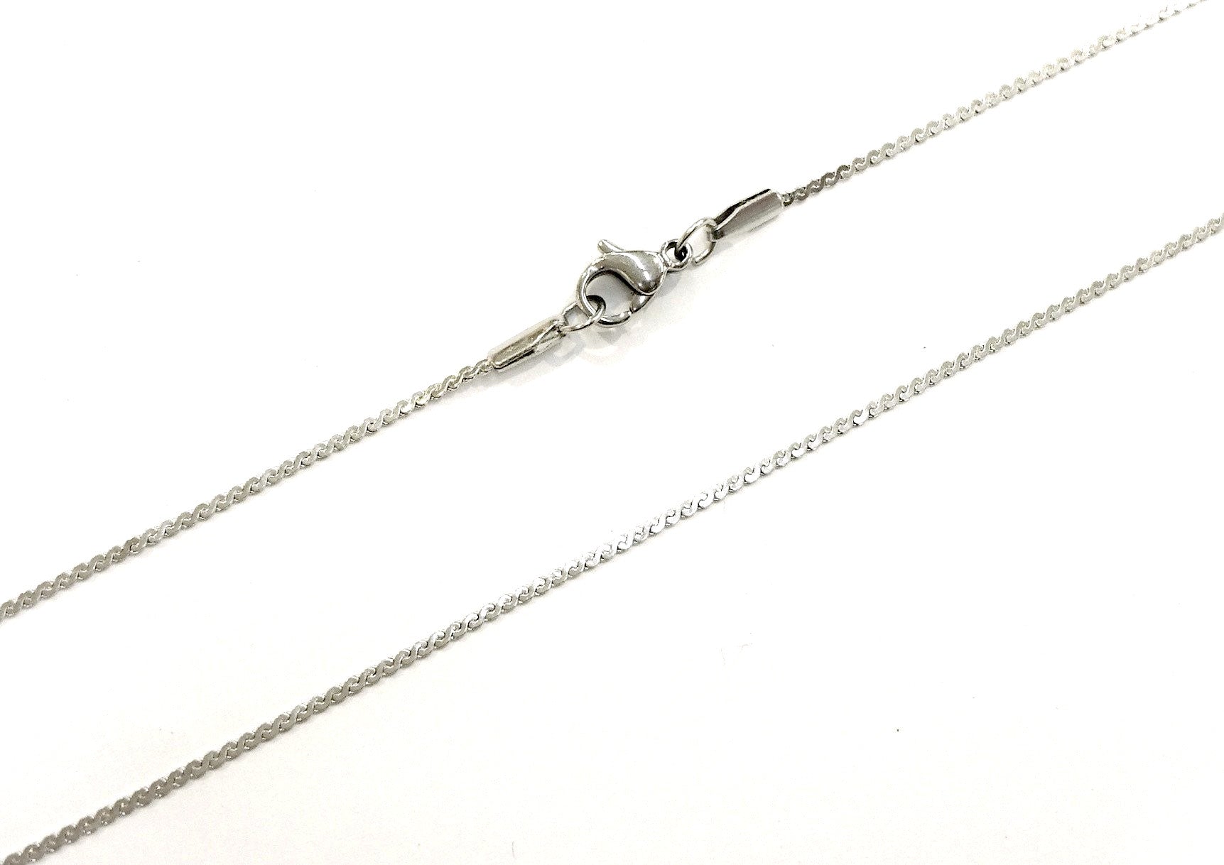 Stainless Steel Serpentine Chain Necklace with Lobster Clasp, 1.2mm Serpentine, Price Per Piece - amakeit bead 天富