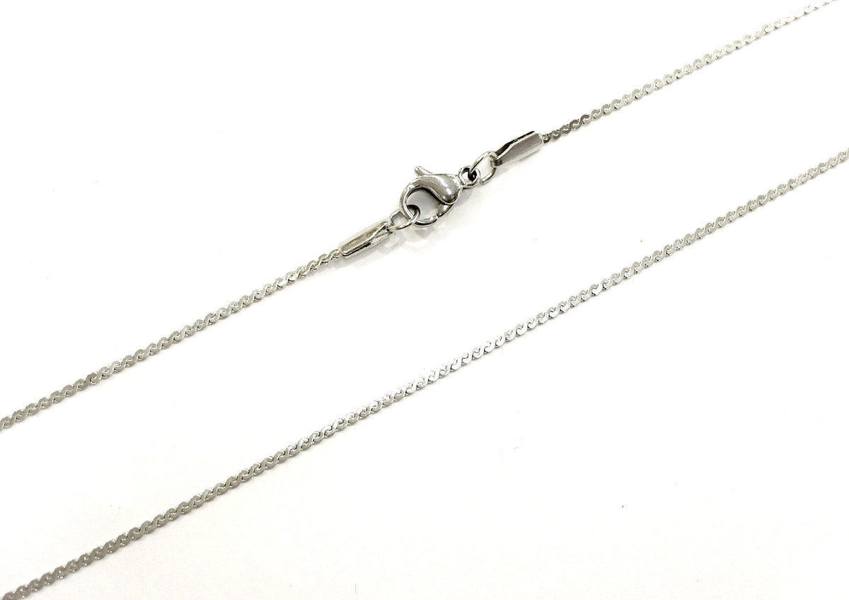 Stainless Steel Serpentine Chain Necklace with Lobster Clasp, 1.2mm Serpentine, Price Per Piece - amakeit bead 天富