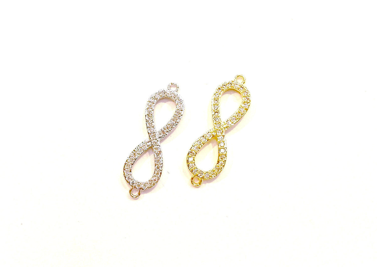 Cubic Zirconia Link, 9x29mm Infinity, Price Per Piece - amakeit bead 天富