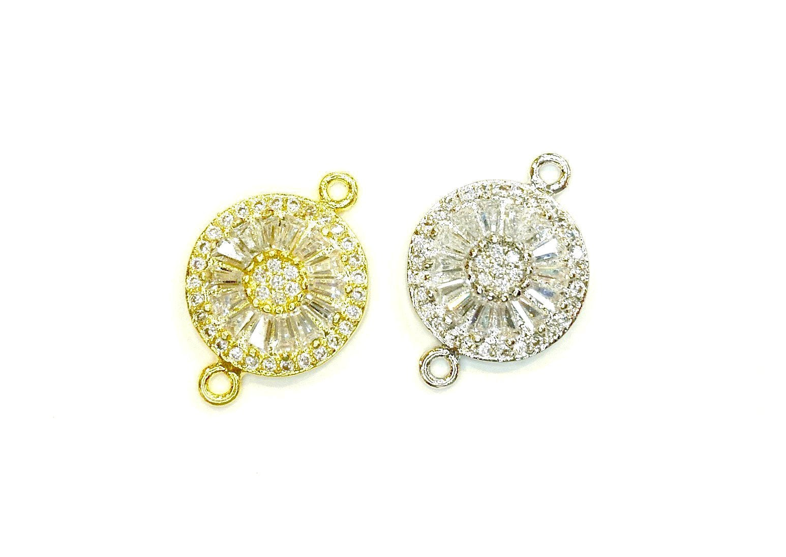 Cubic Zirconia Link, 15mm Round, Price Per Piece - amakeit bead 天富