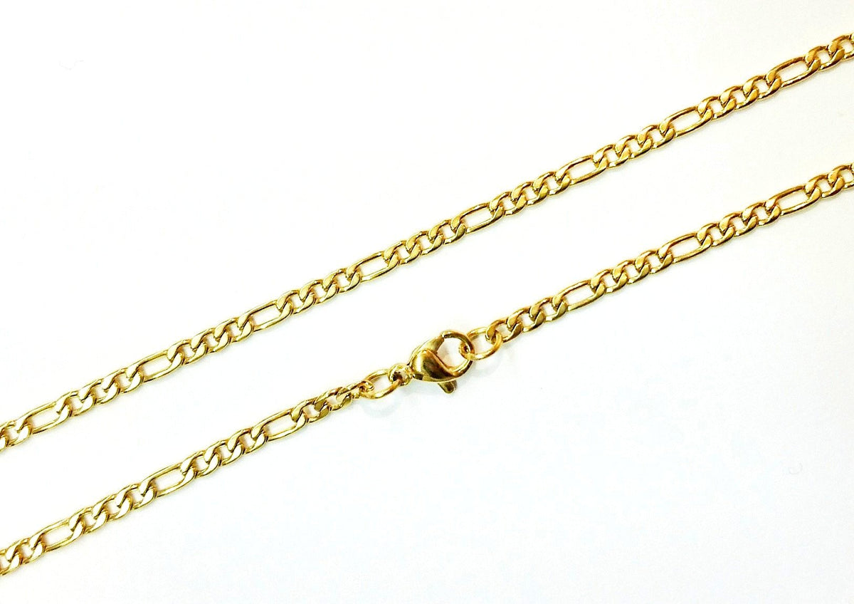 Stainless Steel Curb Chain Necklace with Lobster Clasp, Big&Small Loop, Price Per Piece - amakeit bead 天富