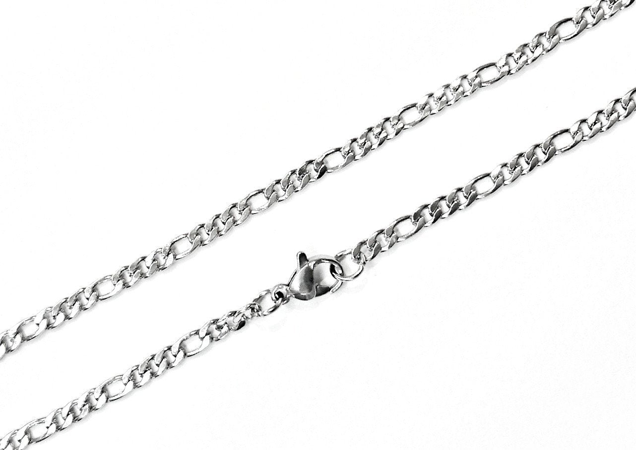 Stainless Steel Curb Chain Necklace with Lobster Clasp, Big&Small Loop, Price Per Piece - amakeit bead 天富