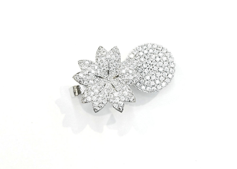 Rhinestone Magnetic Clasp, 17x27mm, Flower Petal, Pearl Clasp, Price Per Piece - amakeit bead 天富