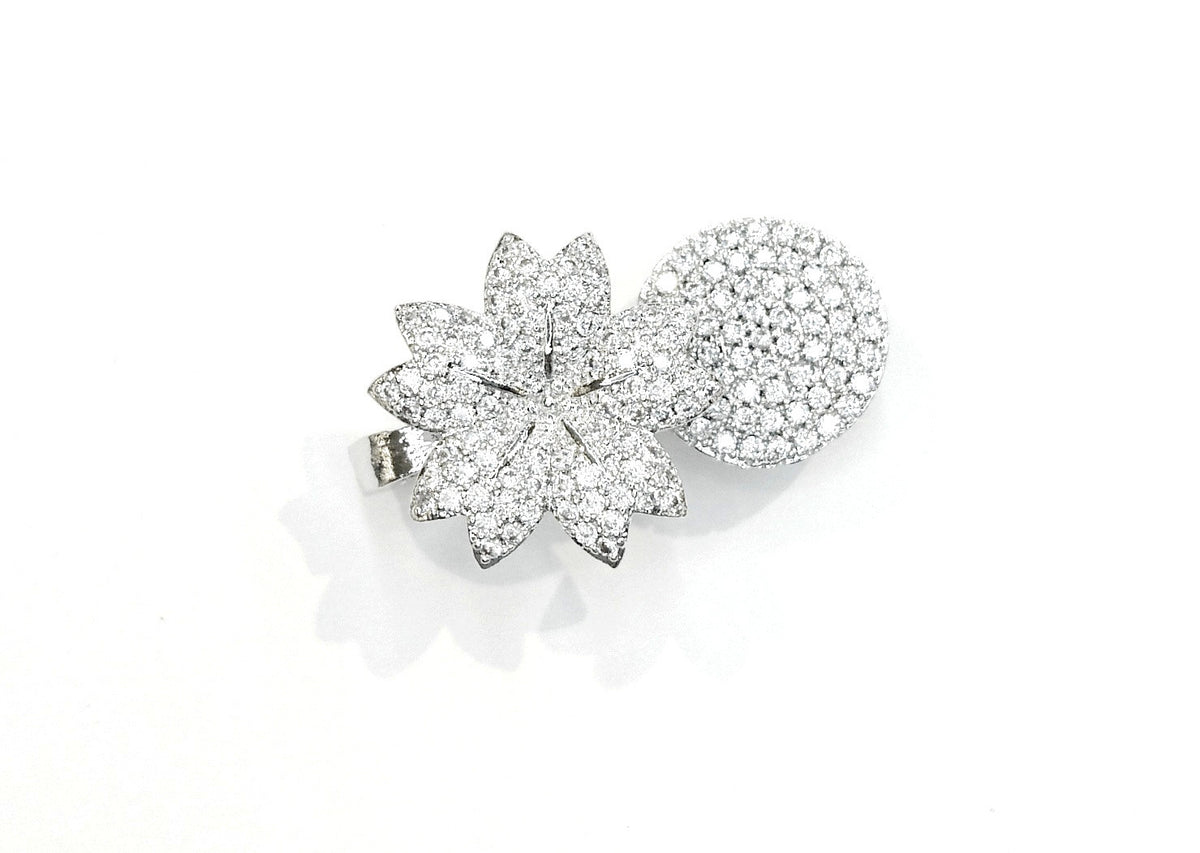 Rhinestone Magnetic Clasp, 17x27mm, Flower Petal, Pearl Clasp, Price Per Piece - amakeit bead 天富