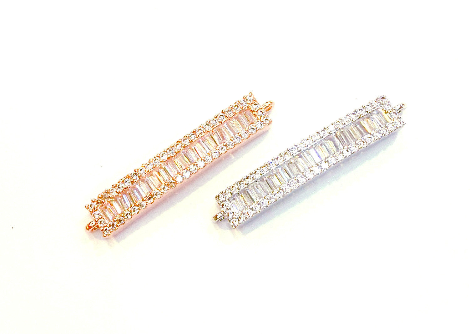 Cubic Zirconia Link, 6x30mm Rectangle, Price Per Piece - amakeit bead 天富