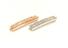 Cubic Zirconia Link, 6x30mm Rectangle, Price Per Piece - amakeit bead 天富