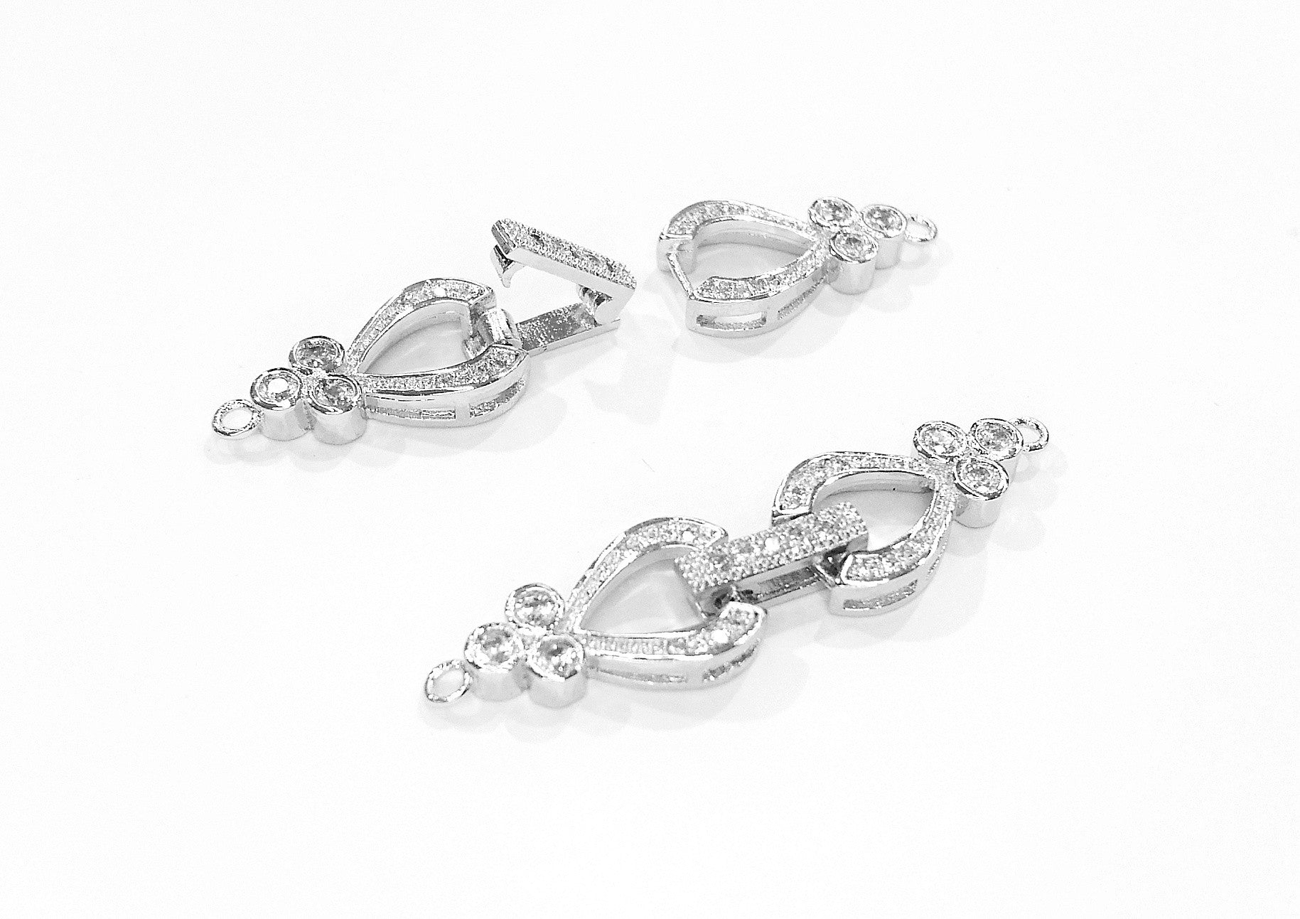 Snap Clasp, 10x41mm, Clear Cubic Zirconia, Price Per Piece - amakeit bead 天富