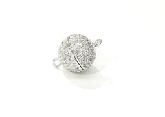 Rhinestone Magnetic Clasp, 12mm Ball, Clear Cubic Zirconia, Price Per Piece - amakeit bead 天富