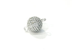 Rhinestone Magnetic Clasp, 10mm Ball, Clear Cubic Zirconia, Price Per Piece - amakeit bead 天富