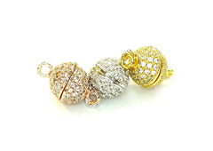 Rhinestone Magnetic Clasp, 8mm Ball, Clear Cubic Zirconia, Price Per Piece - amakeit bead 天富