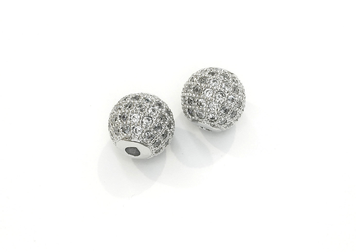 Cubic Zirconia Bead, 10mm Ball, Clear Cubic Zirconia, Price Per Piece - amakeit bead 天富