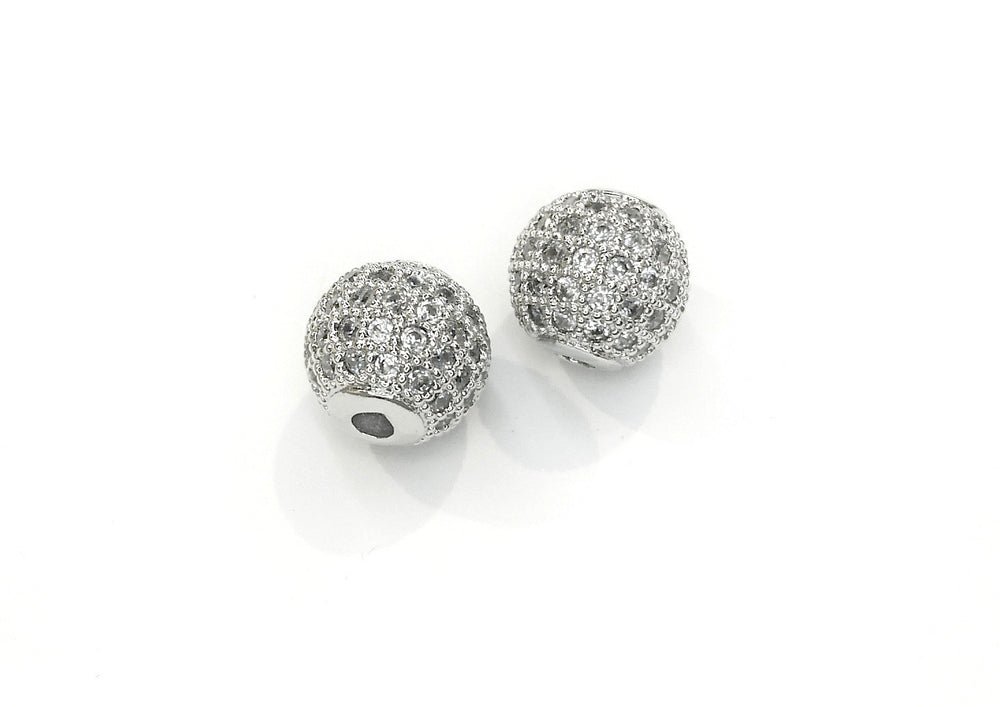 Cubic Zirconia Bead, 10mm Ball, Clear Cubic Zirconia, Price Per Piece - amakeit bead 天富