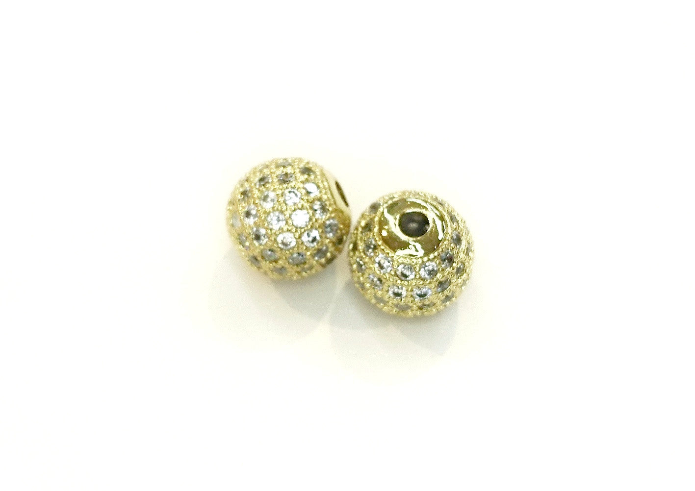 Cubic Zirconia Bead, 10mm Ball, Clear Cubic Zirconia, Price Per Piece - amakeit bead 天富