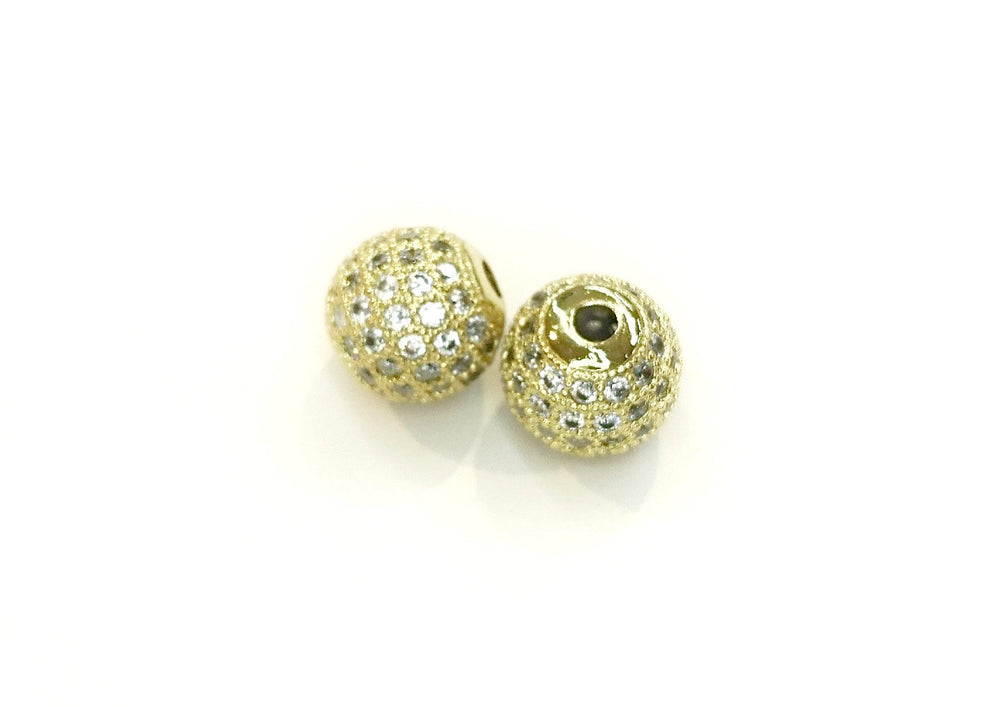 Cubic Zirconia Bead, 10mm Ball, Clear Cubic Zirconia, Price Per Piece - amakeit bead 天富