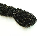 Glass beads 5x6mm faceted rondelle, Solid black (#02) | 玻璃珠, 5x6mm, 切面扁珠, 黑色 (#02)