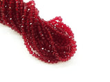Glass beads, 3x3.5mm faceted rondelle, Transparent Dark Red (#21) | 玻璃珠, 3x3.5mm, 切面扁珠, 透明深紅色 (#21)