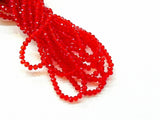 3x3.5mm faceted rondelle glass beads, Transparent Light Red (#19) - amakeit bead 天富