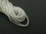 Glass beads, 3x3.5mm faceted rondelle, Transparent Clear (#01) | 玻璃珠, 3x3.5mm, 切面扁珠, 全透明 (#01)