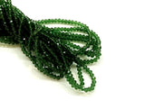 玻璃珠, 3x3.5mm, 切面扁珠, 透明深綠 (#16)