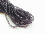 玻璃珠, 3x3.5mm, 切面扁珠, 透明深紫色 (#13)