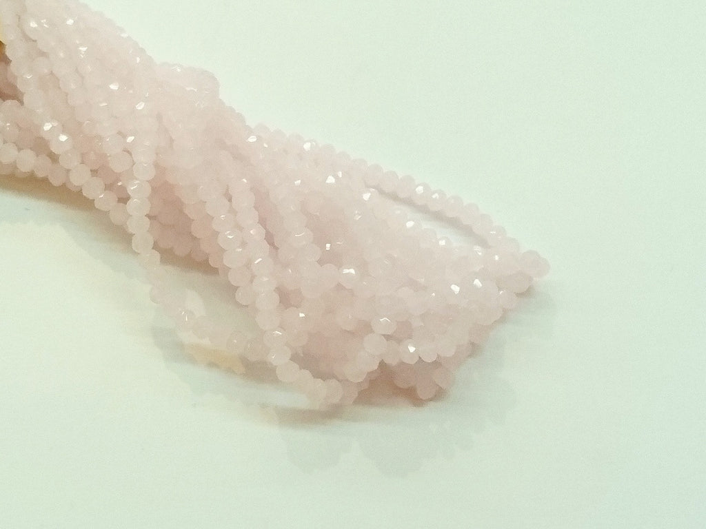 3x3.5mm faceted rondelle glass beads, Translucent Pink (#48) - amakeit bead 天富