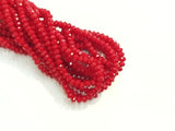玻璃珠, 3x3.5mm, 切面扁珠, 實色中紅 (#68)